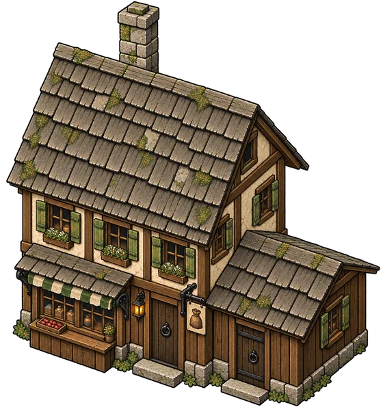 Astra's painting of the Town General Store, approved as the first painting